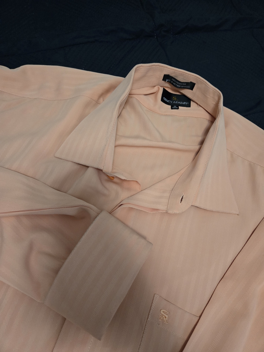 Stacy Adams Peach Textured Button-Up Shirt Size 20 Neck